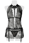 Set érotique robe dentelle, harnais et string - Grey Velvet Set érotique robe dentelle, harnais et string - Grey Velvet