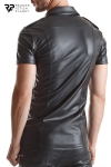 Chemise manches courtes wetlook noire Luca - Regnes Chemise manches courtes wetlook noire Luca - Regnes