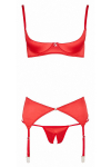 Ensemble lingerie 3 pièces ouvert rouge - Cottelli Lingerie Ensemble lingerie 3 pièces ouvert rouge - Cottelli Lingerie